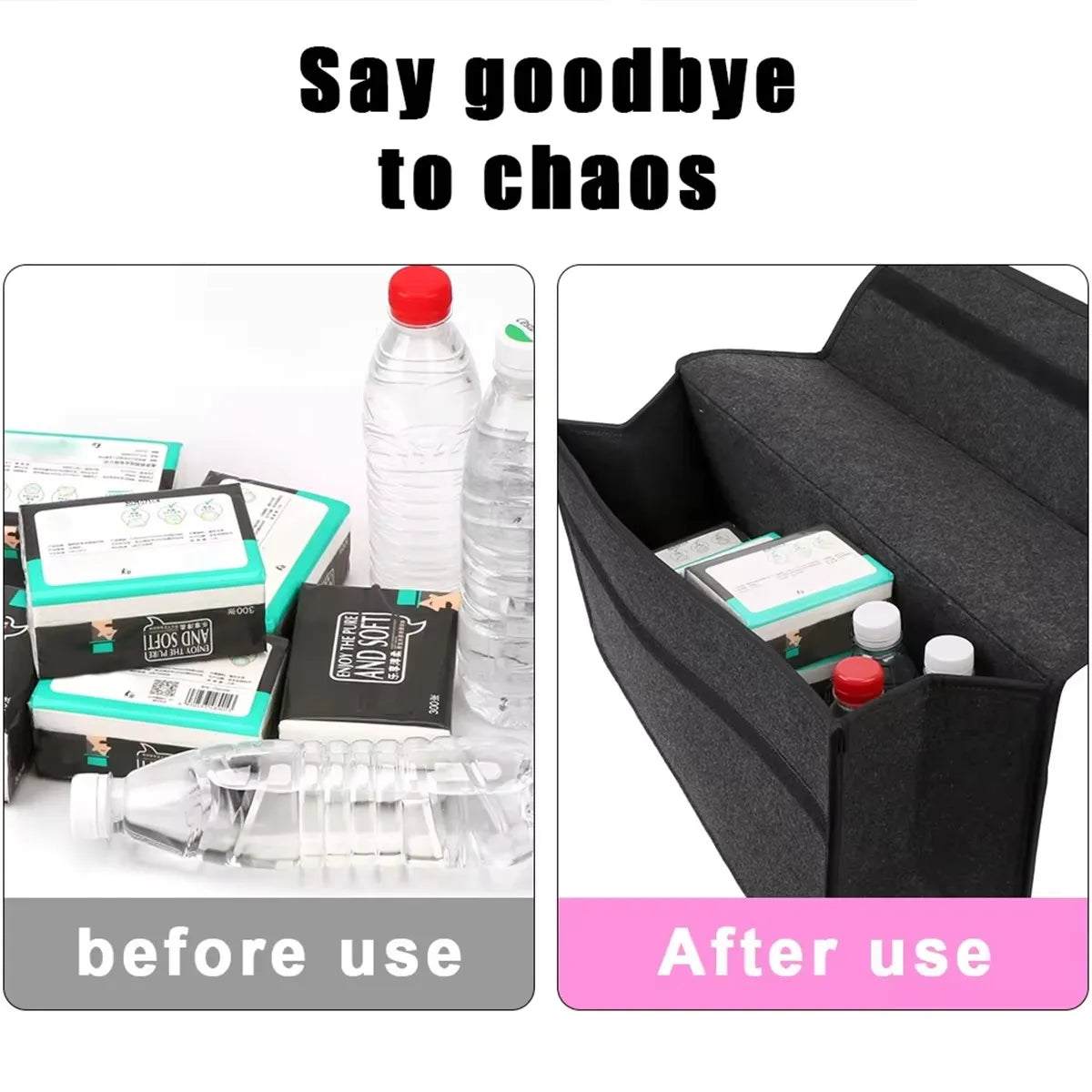 1PC Dark Gray Car Felt Storage Box Car Storage Bag Enlarged and