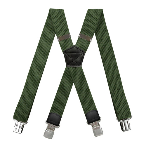 Heavy Duty Suspenders for Men Work Outdoor 3.8cm X-Back 4 Strong Clips