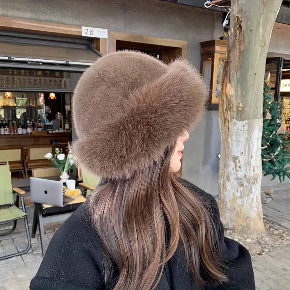 Thicken Plush Warm Fur Hat Women Warm Mongolian Hat Windproof Ear