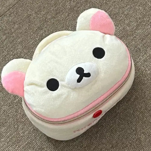 New Cute Rilakkuma Bear Girl Plush Elliptical Stereoscopic Makeup Bag