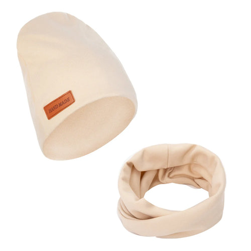 2Pcs/Lot Faux Cashmere Baby Turban Hats Scarf Set Newborn Kids Leather