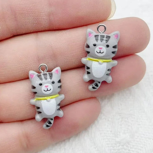 12pcs Cute Mini Cat Resin Pendant DIY Handmade Earrings Necklace