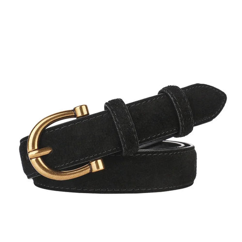 Women Luxury Design Suede Leather Belt Casual Versatile Business Waist