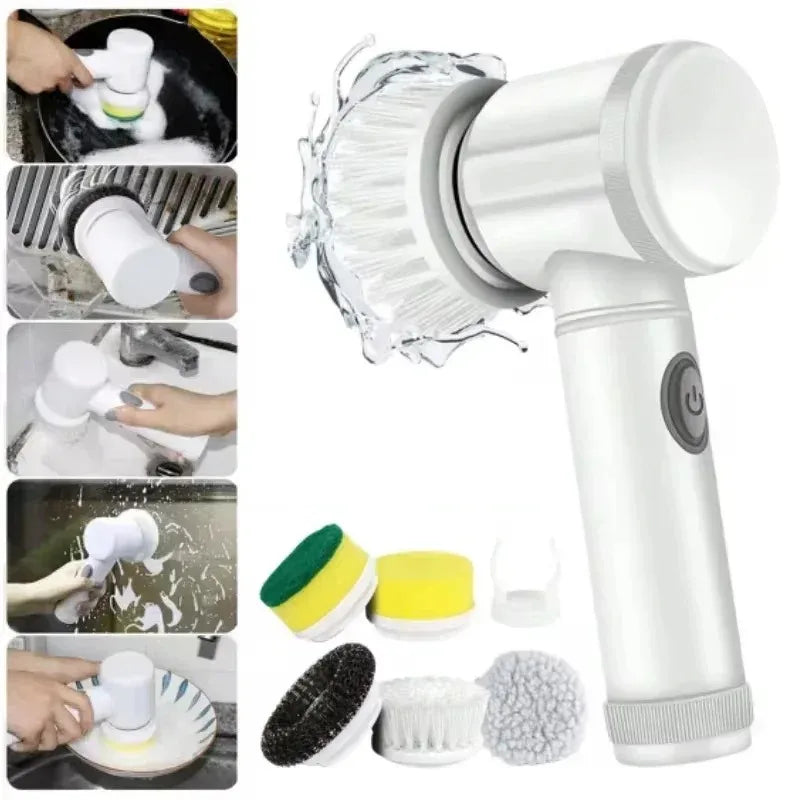 5-in-1 Electric Spin Scrubber Cleaning Brush for Bathroom Tile Bathtub
