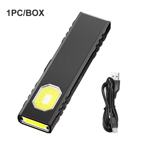 Portable Keychain LED COB Flashlight USB Rechargeable Torch with Pen