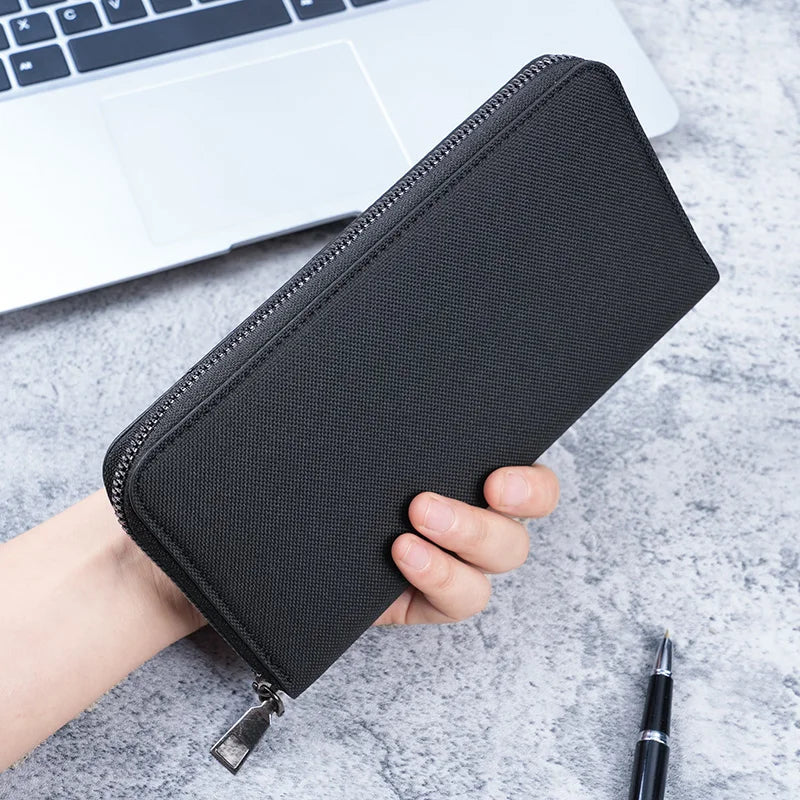 New men's long zipper wallet large capacity multi-card business canvas