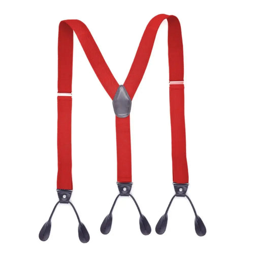 Men Women Adult Vintage Suspenders Leather Trimmed Button End Y Back