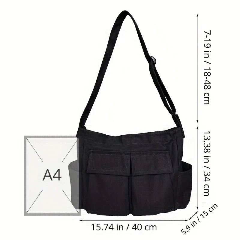 Workwear Canvas Shoulder Bag Large Capacity Retro Messenger Bag New