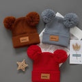 3pcs Kids Knitted Bonnet Bebe Newborn Baby Hat Pompom Cute Winter Hat