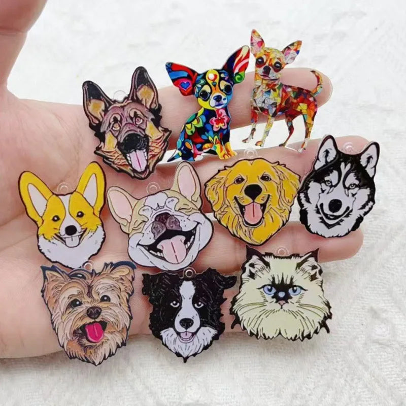 10pcs Acrylic Dog Jewelry Diy Jewelry Accessories Keychain Bracelet