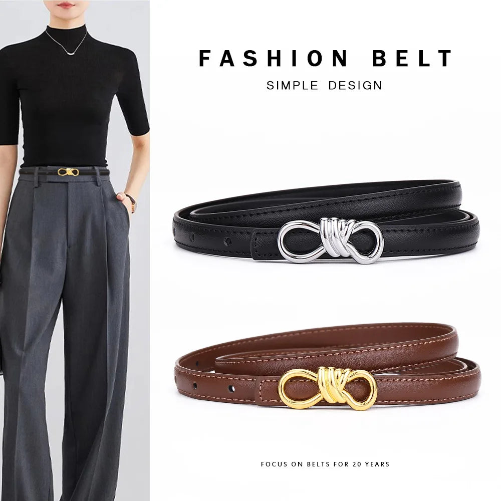 Ladies' Leather Belt with a Personalised Knot Dress and Trousers with