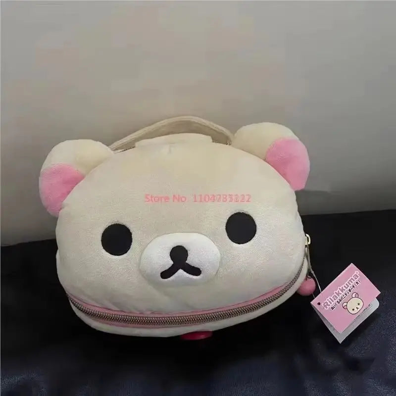 New Cute Rilakkuma Bear Girl Plush Elliptical Stereoscopic Makeup Bag