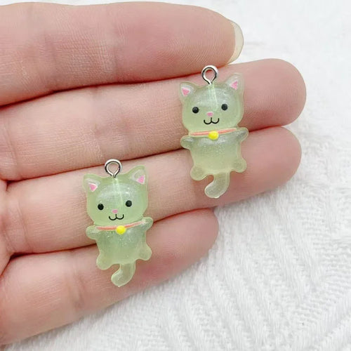 12pcs Cute Mini Cat Resin Pendant DIY Handmade Earrings Necklace