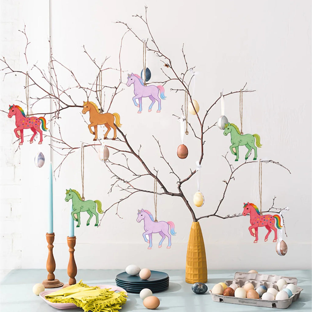 10pcs Unfinished Wood Animal Horse Cutouts,Wooden Craft Set for Wooden