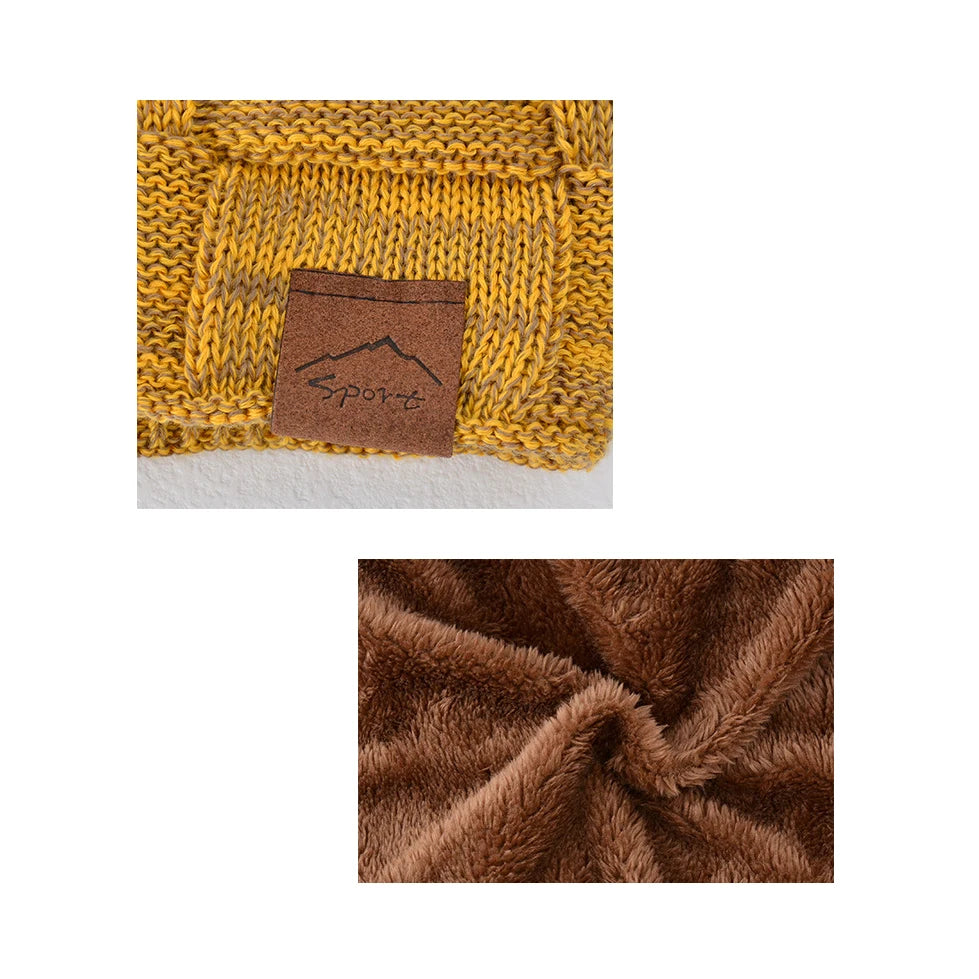 Winter Women's Knitted Beanie Hat, Warm Fleece Lined Plus Size Fashion