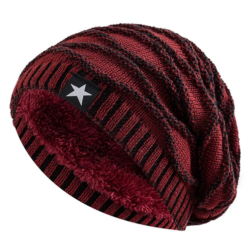 New Unisex Slouchy Winter Hats Add Fur Lined Men And Women Warm Beanie