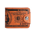 Men's Wallets with 100 US Dollar Pattern Hasp Male Leather Wallet with