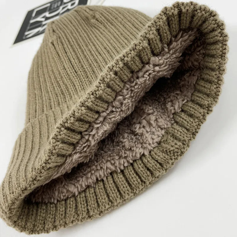 JulyPalette Solid Simple 3Pcs Knitted Set Winter Warm Beanie Hat Long