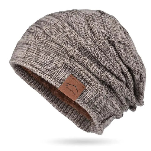Winter Women's Knitted Beanie Hat, Warm Fleece Lined Plus Size Fashion