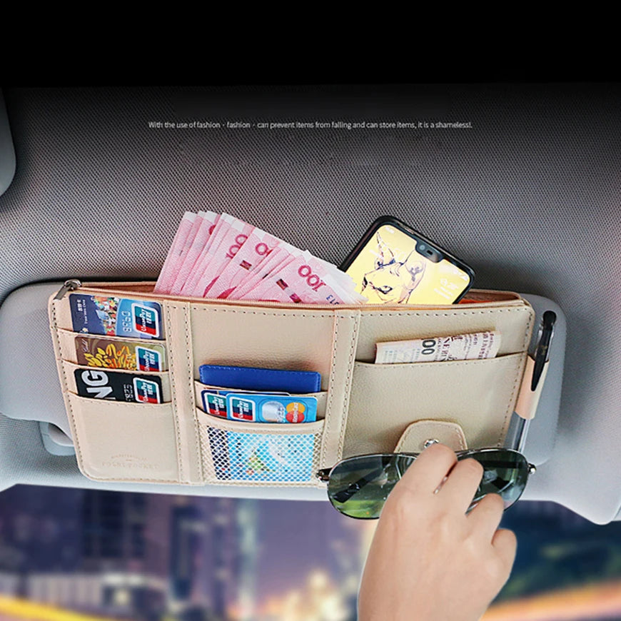 Car Sun Visor Organizer Storage Travel Document Holder With