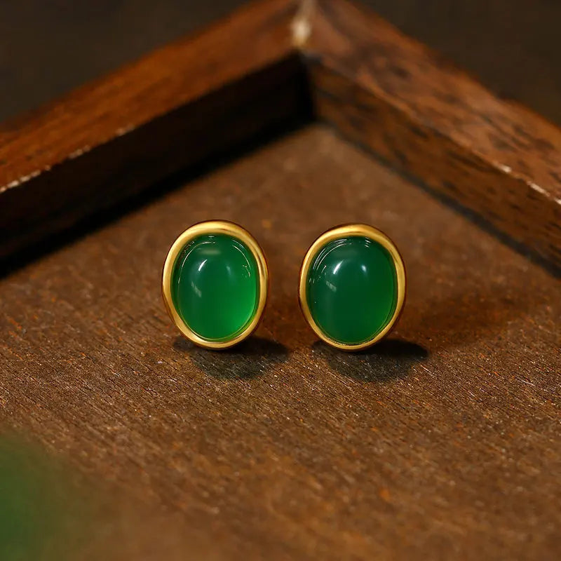 Green Natural Jade Earrings Talismans Luxury Gifts for Women Carved