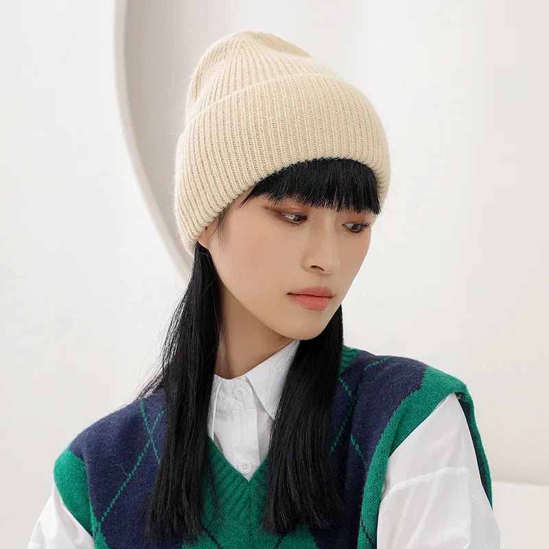 Winter Warm Rabbit Hair Hoodie Women's Knitted Hat Versatile Knitted