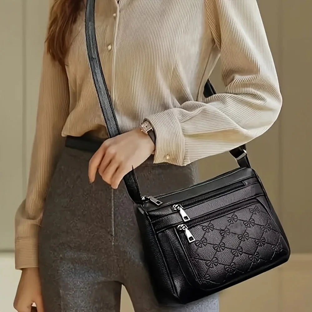 Women Crossbody Fashion Pu Leather Large Capacity Multi-Pocket Mom Bag