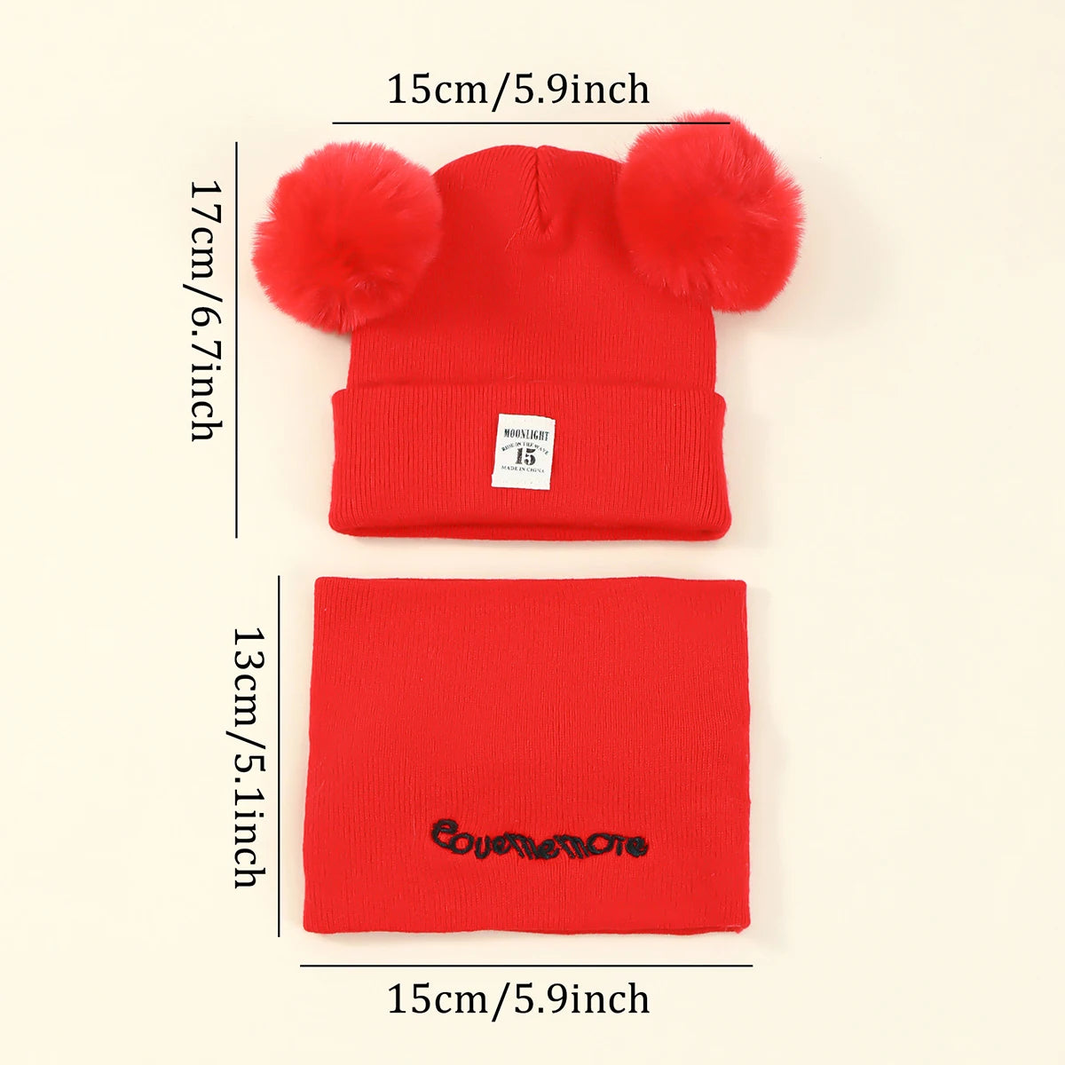 2pcs Winter Baby Hat Scarf Set Toddler Girl Boy Cap Knitted Beanie Fur