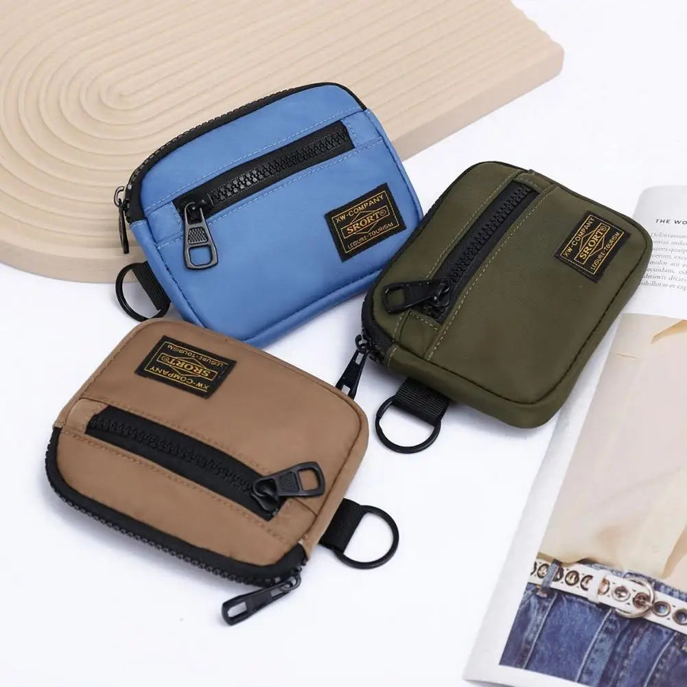 Small Casual Men's Coin Purse Canvas Zipper Short Wallet Retro Key