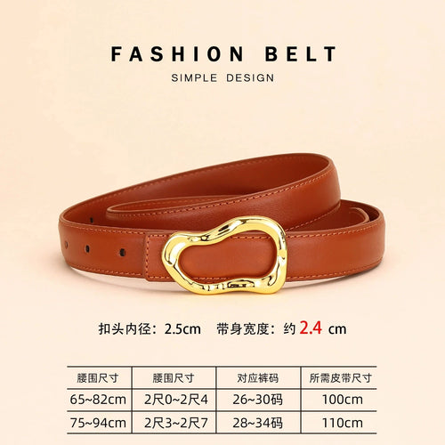 Genuine Leather Belt for Women; Fashionable Accessory for Versatile