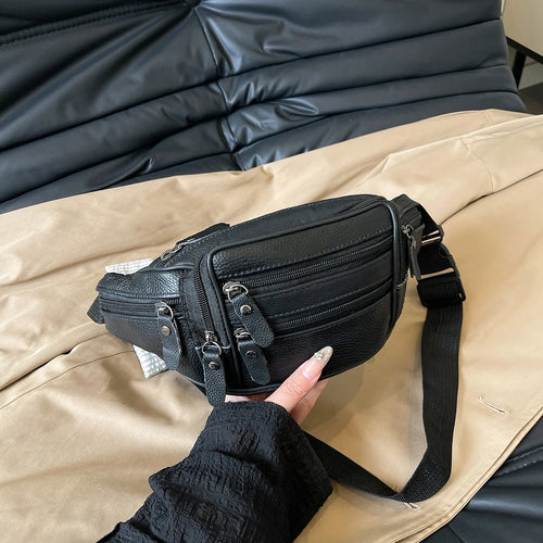 Leather Waist Bag Casual Small Square Hip Packs Crossbody