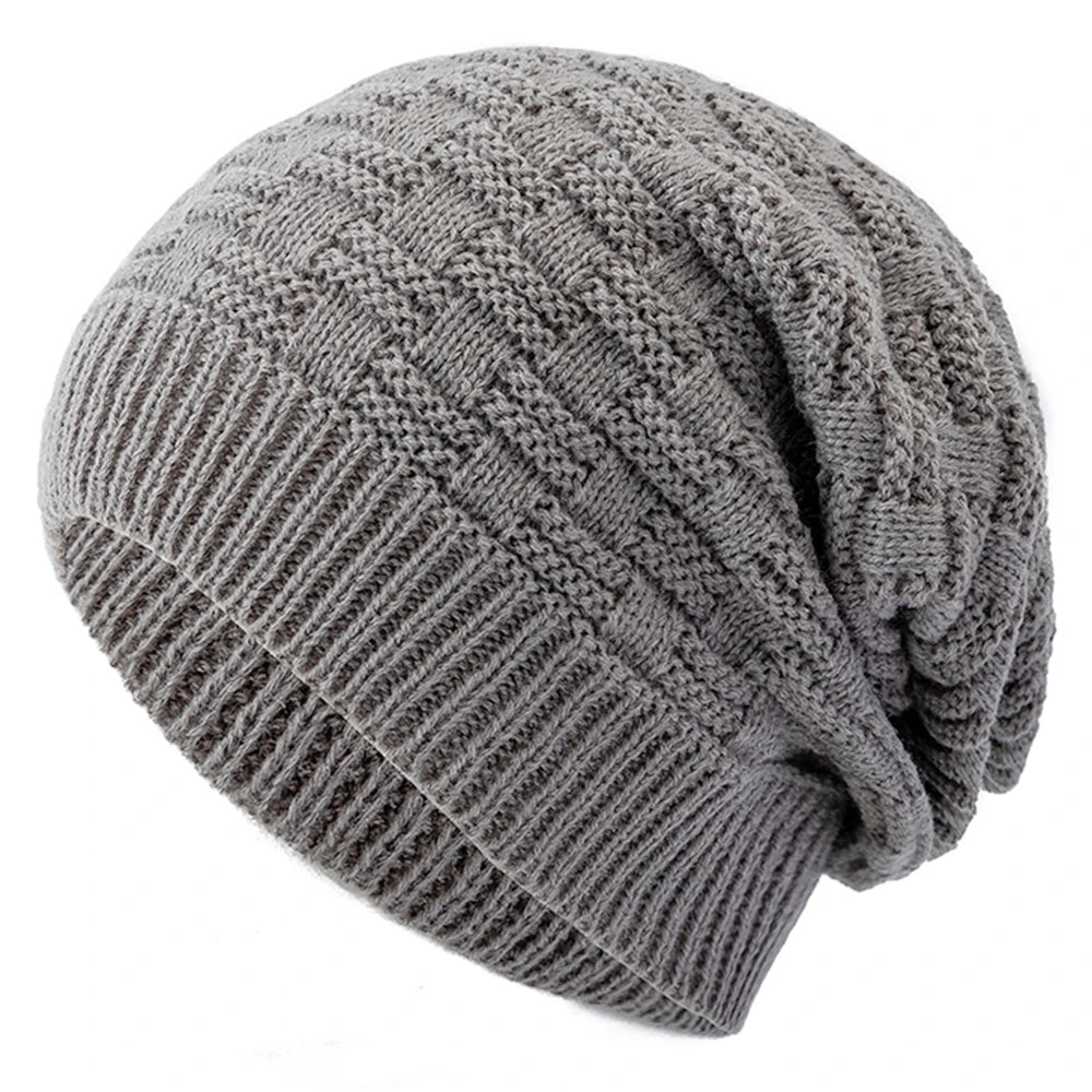 Unisex Slouchy Winter Hat Long Size Knitted Hat Casual Beanies For Men