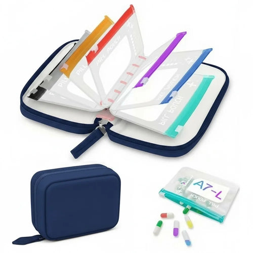 7/14Pouch Weekly Pill Organizer Color Coded Pill Pouch Waterproof