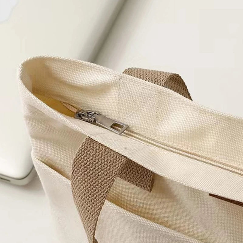Women Canvas Tote Bag Solid Color Designer Ladies Casual Handbag