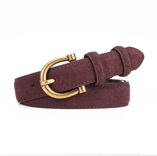 Women Luxury Design Suede Leather Belt Casual Versatile Business Waist