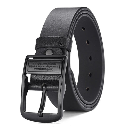 Men's Leather Belt Black Buckle Fashionable Trendy