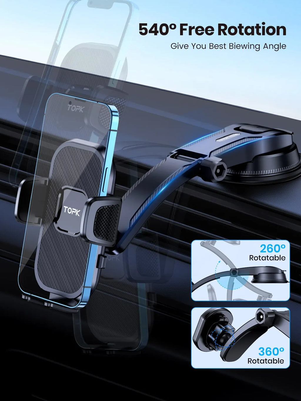 TOPK Car Phone Holder Gravity Stand for iPhone Xiaomi Samsung Car