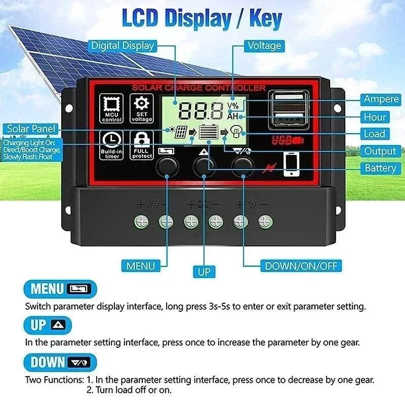 PWM Controller Regolatore solar 12V/24V 30A 20A 10A regolatore solare