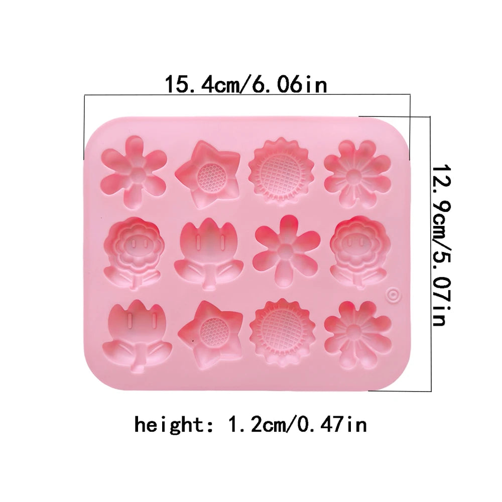1pc Mini 12 cavity 6 small flower shaped candy chocolate cookies