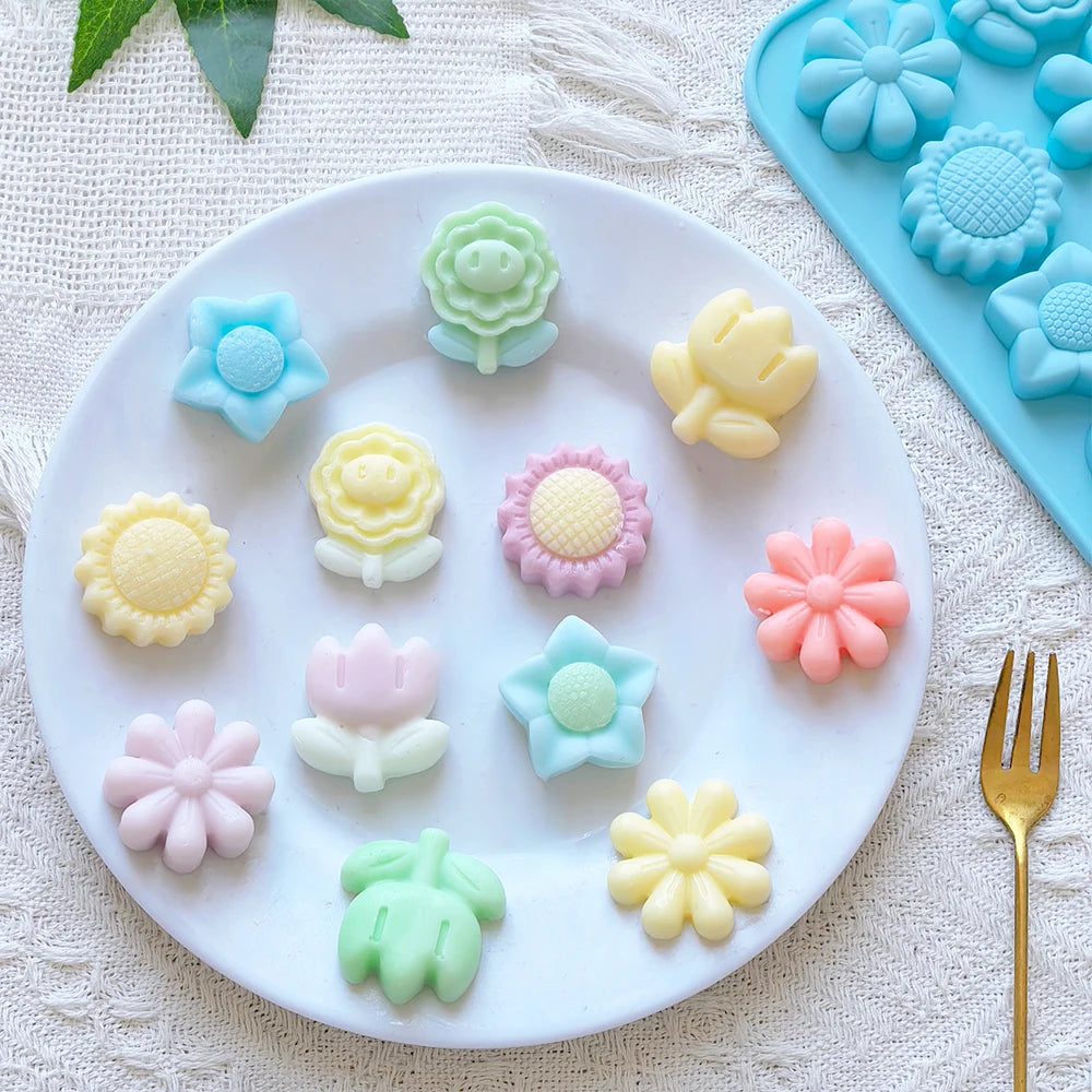 1pc Mini 12 cavity 6 small flower shaped candy chocolate cookies