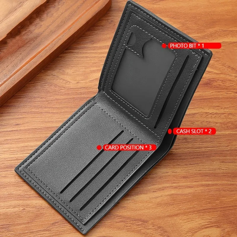 Men's Black Faux Leather Wallet with Shark Mouth Design Slim Credit
