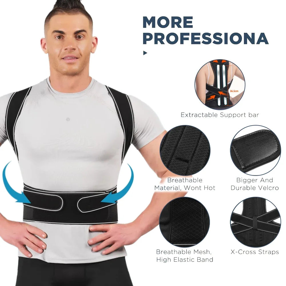 Adjustable Full Back Support Brace for Women & Men