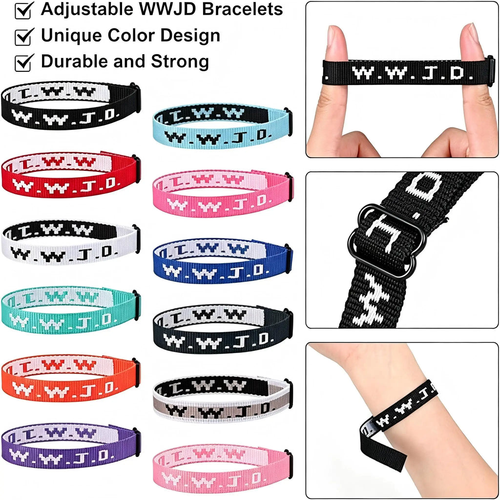 10/20pcs WWJD Bracelet Pack for Women Men, Christian Jesus Wristbands