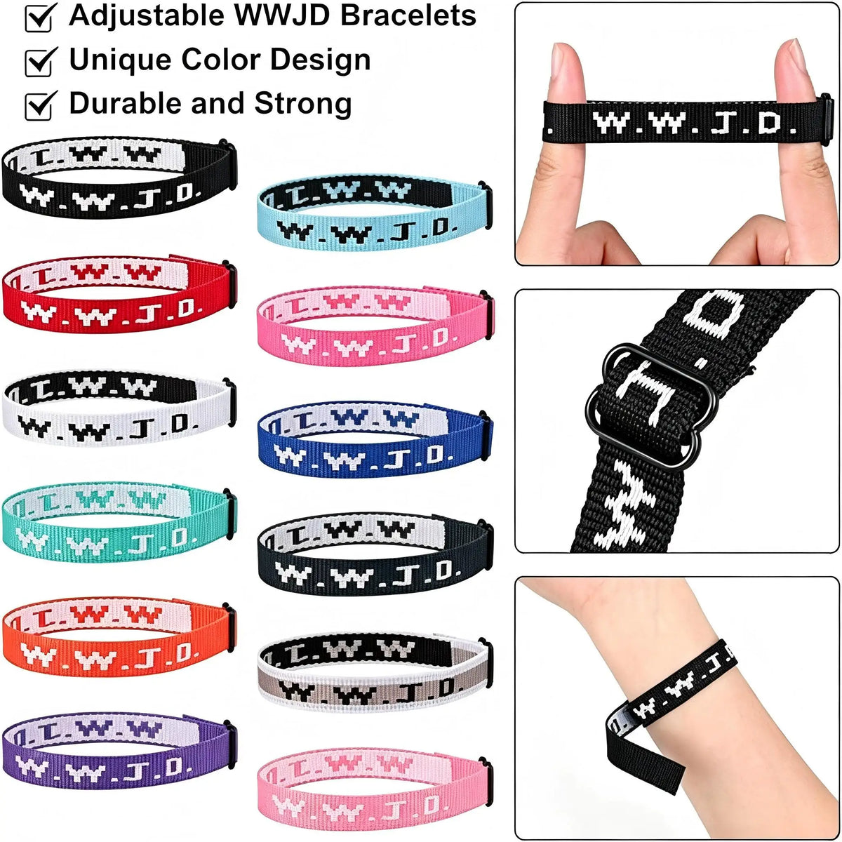 10/20pcs WWJD Bracelet Pack for Women Men, Christian Jesus Wristbands