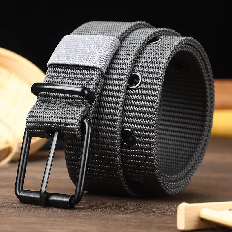 Men's and Women's Nylon Belt Porous Canvas Pin Buckle Outdoor Belt