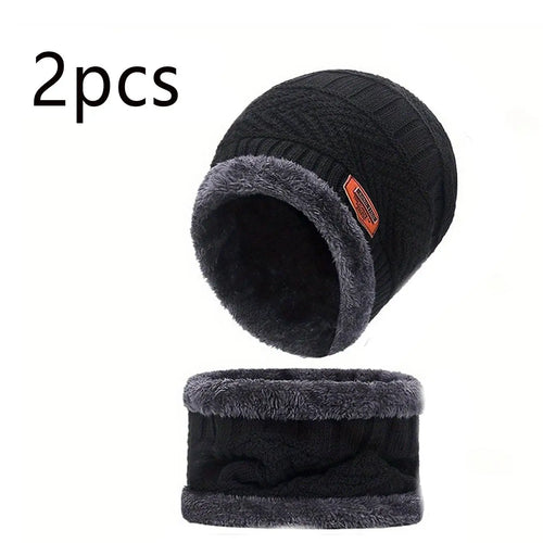 2/4pcs sets Winter Warm Velvet men Hat Scarf Gloves Set For men and