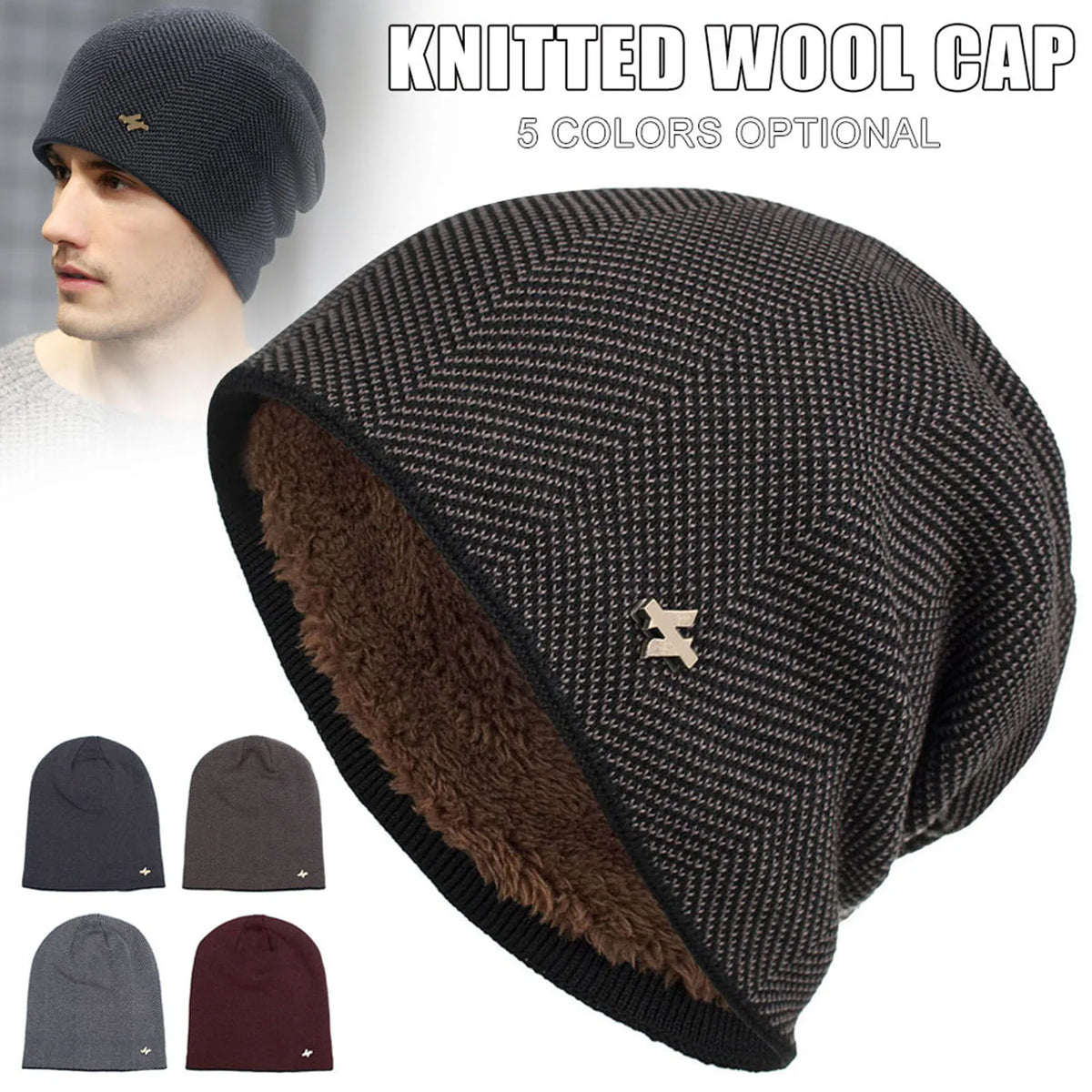 Warm Winter Knit Beanie Fleece Lined Warm Hat for Men Women Unisex