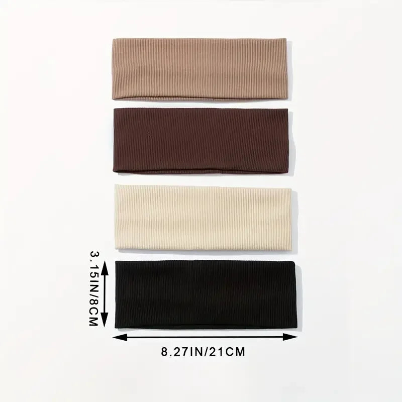 4Pcs Simple Fashion Women Solid Color Elastic HairBands Cute Wash Face