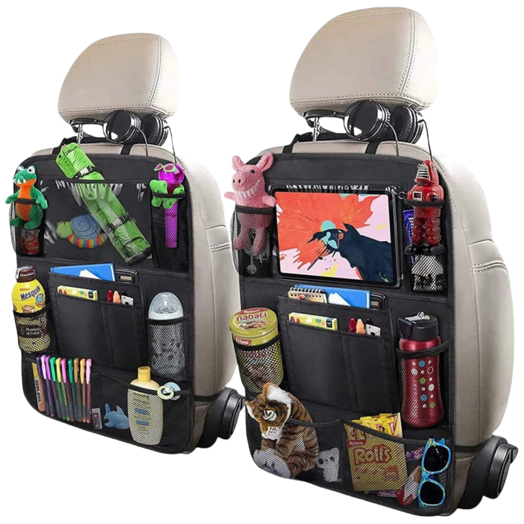 Car Seat Back Organizer 10 Storage Pockets with Touch Screen Tablet