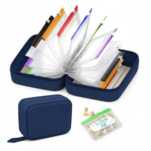 7/14Pouch Weekly Pill Organizer Color Coded Pill Pouch Waterproof